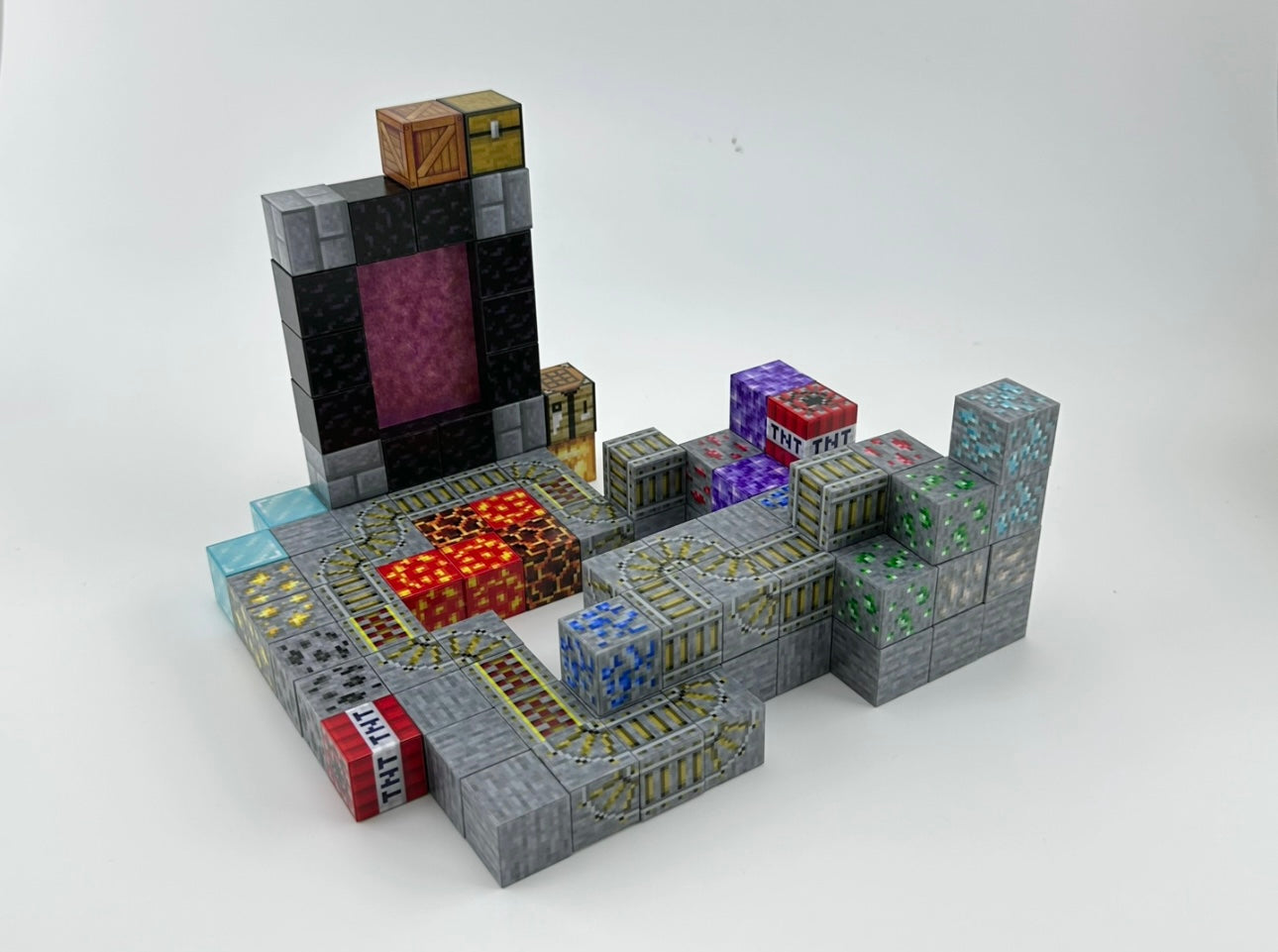 Nether portal surrounded by rare ores