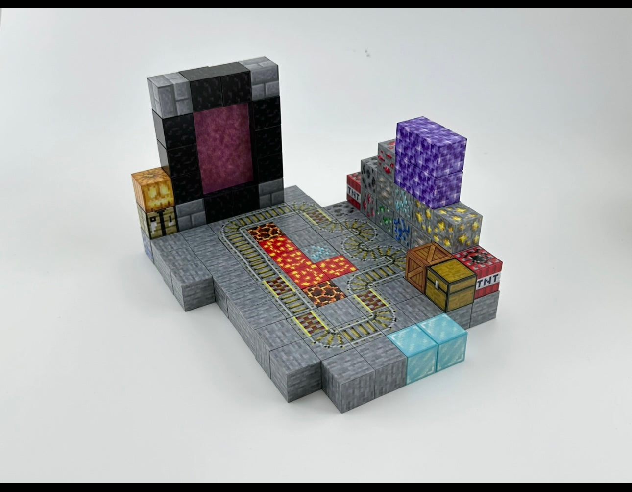 Nether portal surrounded by rare ores